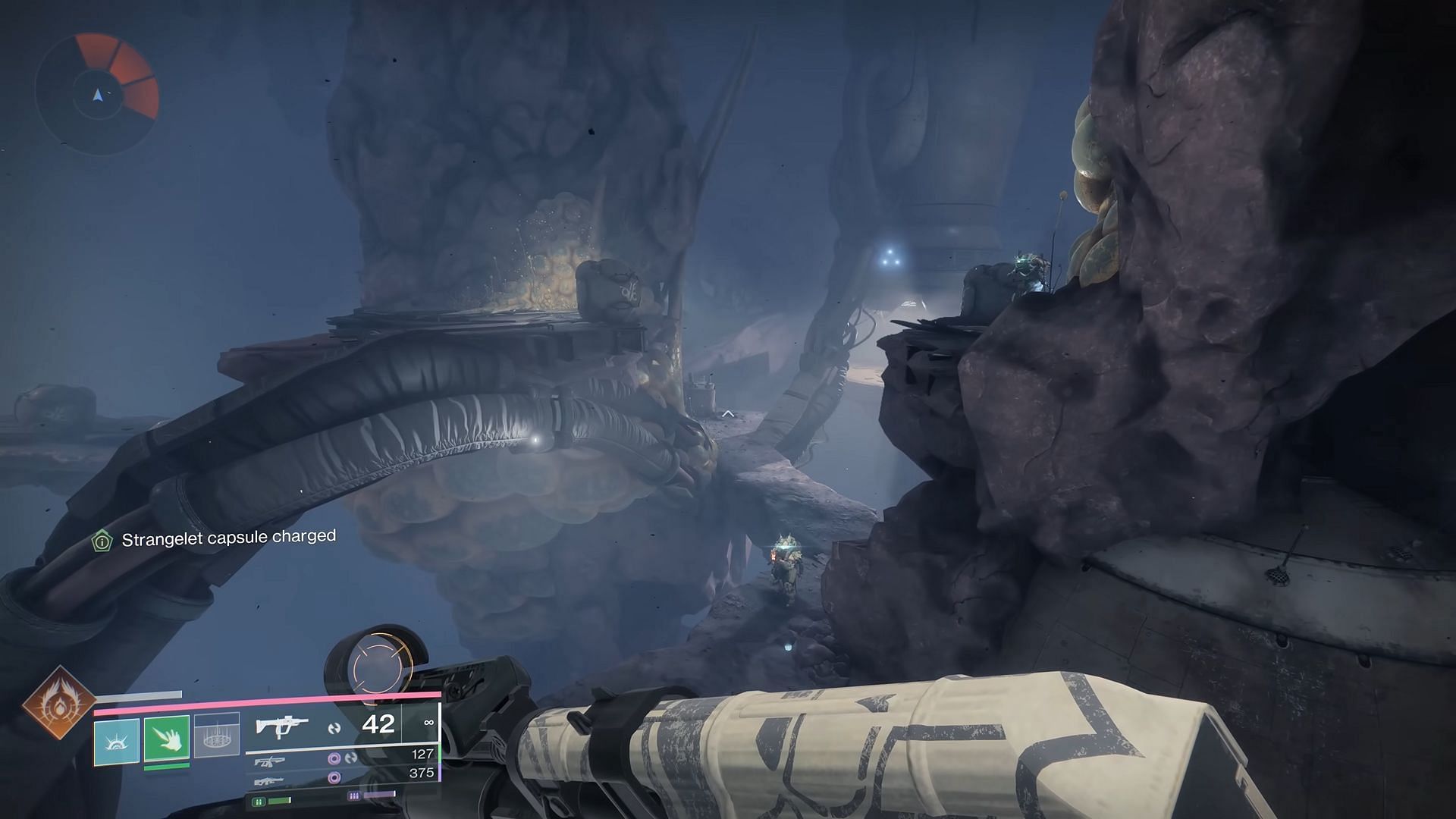 Follow the path until you reach the end of the cave (Image via Bungie | YouTube/Esoterickk)
